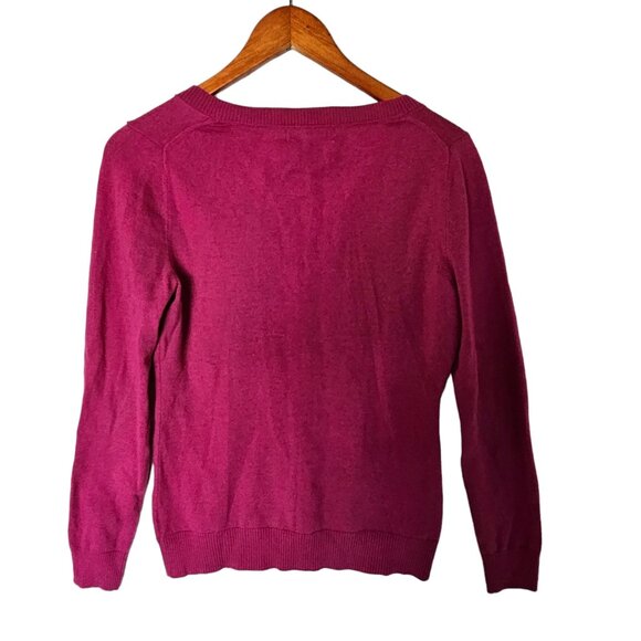 Banana Republic Extra Fine Merino Wool V Neck Sweater Pink‎ Purple M Medium - Picture 8 of 9